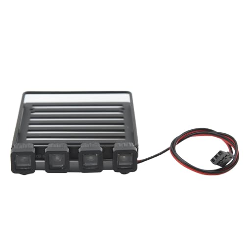 RC Roof Rack Luggage Carrier with 4 LED Lights RC Car Rack Lights Luggage Rack for Axial SCX24 1/24 RC Crawler Accessories (Quadrate Lamp) - size: Quadrate Lamp