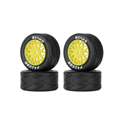 RCAWD for Losi 1/12 RC Racecar On-Road Car Pre-Glued Wheel Tire Set, Balance Grip & Durability Nylon Rubber 8mm Hex Adapter 4mm Tires Upgrades Parts All Terrain Adaptation 4pcs Yellow - color: Yellow