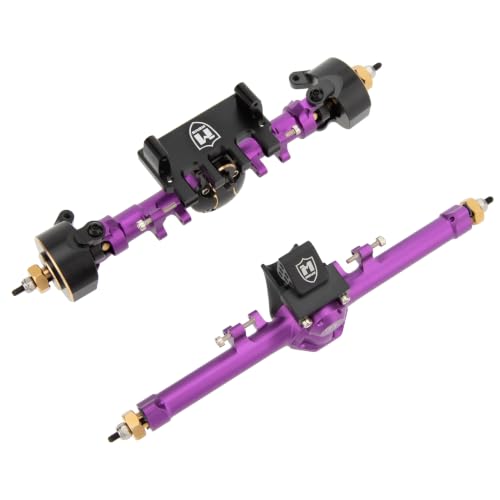 MEUS RACING SCX24 Metal V3 Isokinetic Axles +9MM with 3-Section CVD for Axial 1/24 SCX24 - color: Purple