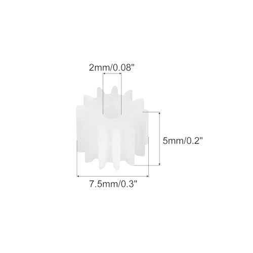 MECCANIXITY 20 Pcs 0.2" T Plastic Gears 13 Teeth Plastic Motor Gear Model 132A Reduction Gear for RC Car Model DIY Robot (White, Module 0.5) - style: 13 Teeth