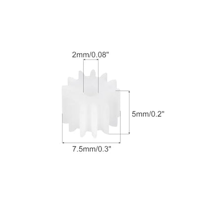 MECCANIXITY 20 Pcs 0.2" T Plastic Gears 13 Teeth Plastic Motor Gear Model 132A Reduction Gear for RC Car Model DIY Robot (White, Module 0.5) - style: 13 Teeth