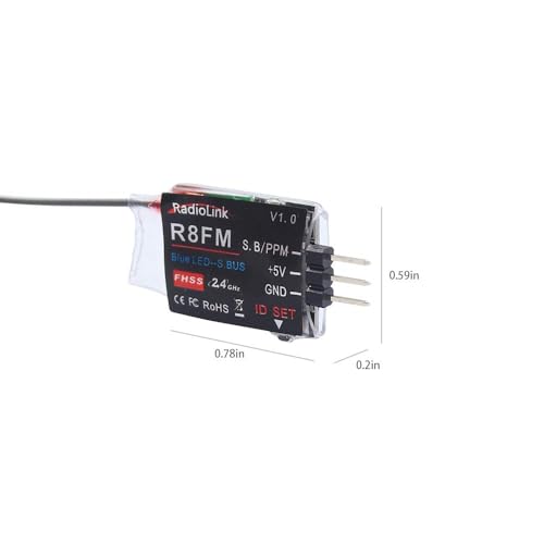 Radiolink R8FM 8 Channels 2.4GHz Micro SBUS/PPM RC Receiver | For Mini FPV Racing Drone, Quad, Aircraft T8S/T8FB/T12D/T16D Transmitter