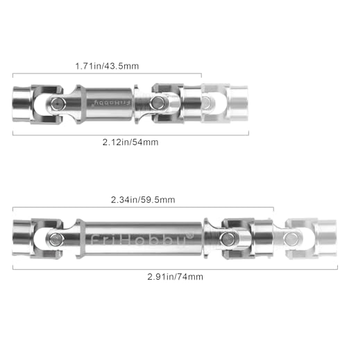 2Pcs FriHobby Stainless Steel RC Drive Shaft Metal Transmission Shaft CVD Compatible with TRX4M Defender Bronco 1/18 Crawler Upgrades Parts (Silver) - color: Silver