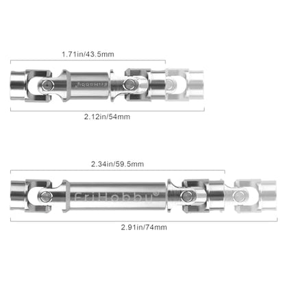 2Pcs FriHobby Stainless Steel RC Drive Shaft Metal Transmission Shaft CVD Compatible with TRX4M Defender Bronco 1/18 Crawler Upgrades Parts (Silver) - color: Silver