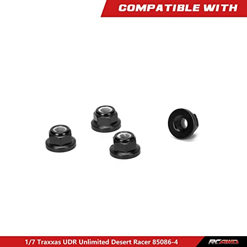 RCAWD Wheel Nuts for 1/7 UDR Unlimited Desert Racer 85086-4, New Maxx 1/10 Monster Truck 89086-4 89076-4 Upgrades, Hubs Hex Adapter M5 5mm Flanged Nylon Hop Ups Parts for #8447 Black - color: Black