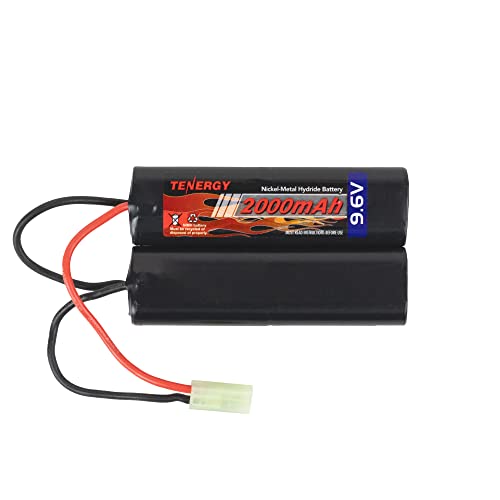 Tenergy Airsoft Battery 9.6V NiMH Nunchuck Battery with Mini Tamiya Connector High Capacity 2000mAh Battery Pack for Airsoft Guns - color: Battery