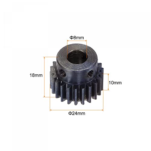 uxcell 1Mod 22T Pinion Gear 8mm Bore Hardened Steel Motor Rack Spur Gear with Step for RC Car Truck Buggy Gear Drive