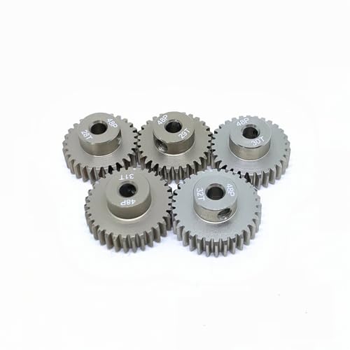 KingVal Replacement 5PCS 48DP 3.175mm 28T 29T 30T 31T 32T Aluminium Pinion Motor Gear Combo Compatible with 1/10 RC Car Brushed Brushless Motor - size: 28-32T