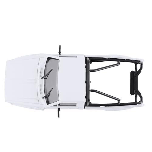 Hard Pickup Body Shell with Bed Rack for 1/24 SCX24 RC Crawler | With dual interchangeable grilles, magnetic flip-up design easy maintenance - color: White