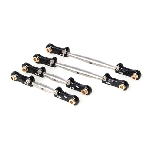 LCX Racing 1/10 RC Crawler Car Stainless Steel Suspension Front Steering Link Set Rear Link Set 4pcs for RC Truck Arrma Fury, Upgrades Parts Accessories (Black) - color: Black