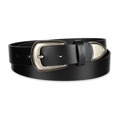 Levi's Women's Slim Casual Western Style Leather Jean Belt With Metal Tip – Regular & Plus Sizes - color: Black Detail, size: Small