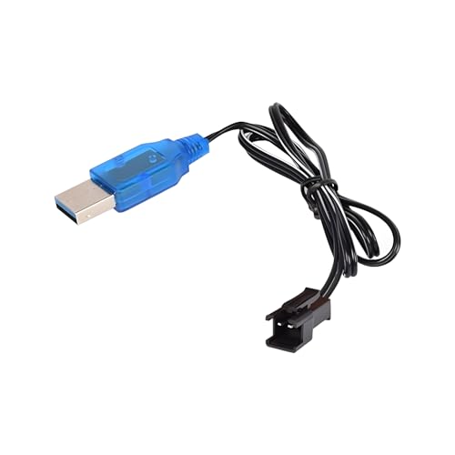 SAMLOO 2 Pack 3.7V Battery USB Charger Cable SM-2P Port Cable for 3.7V RC Boat Car Truck Toy Rechargeable Li-ion and Li-Po Battery Charger