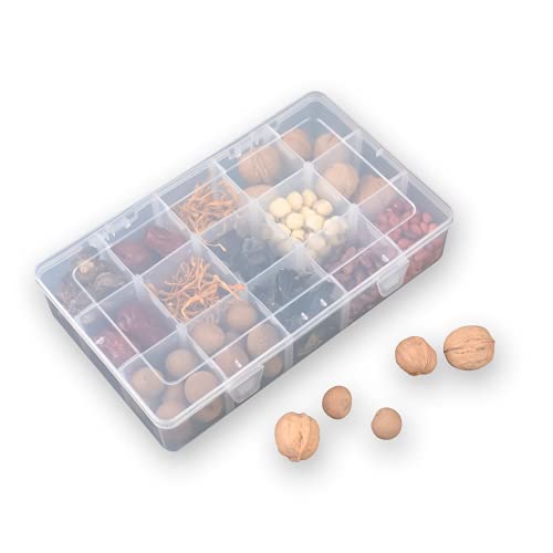 2 Pack Plastic Small Crafts Storage Boxes with Adjustable Dividers (15 Grid) - size: 15 Grid