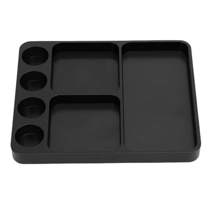 Metal RC Screw Tray, Aluminum Alloy Magnetic Screw Holder Plate for RC Model Toy Repair, with Magnetic Pad Organizer for 1/10 Car Boat Plane (Black)