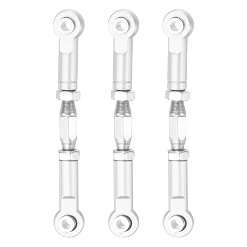 MECCANIXITY 3 Pcs Steering Servo Turnbuckle Rod RC Aluminum Alloy Linkages for HSP 1/10 94123 On-Road RC Car (Silver, 62mm) - color: Silver