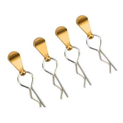 4Pcs Metal RC Car Body Clips with Pull Tabs for 1/8 1/10 Remote Control Car Upgrade Parts (Gold) - color: Gold