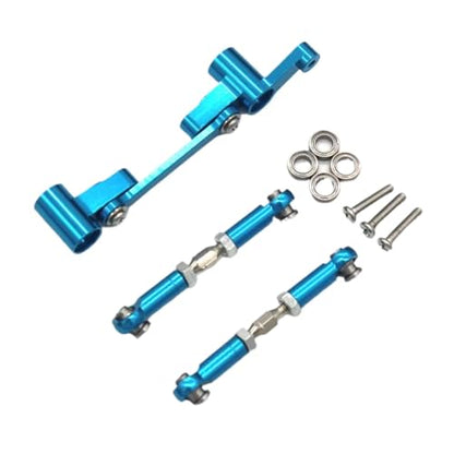 for Mjx for 14210 14209 1/14 RC 4WD Remote Control Car Remote Control Metal Upgrade Parts Steering Assembly Steering Rod Control Accessories RC Car Repair Kit(Blue) - color: Blue