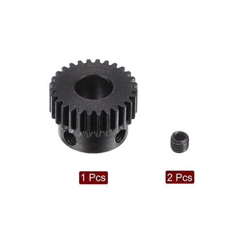uxcell Pinion Gear Set, 45# Carbon Steel Motor Rack Spur Gear with Step Black, 0.5 Mod 28T 6mm Bore 15mm Outer Dia, M3 Set Screws Included
