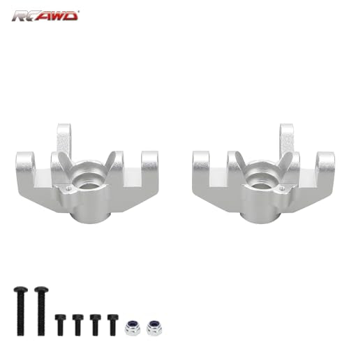 RCAWD Aluminum Steering Spindle Set Steering Blocks LOS234013 for 1-10 Losi Hammer Rey Rock Rey Upgrade Parts (Silver)