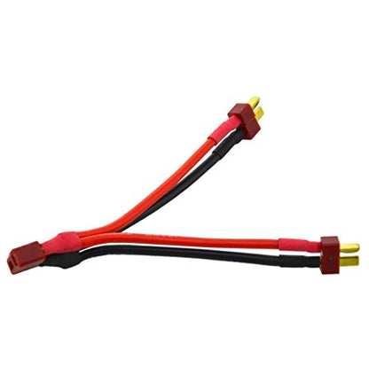 2pcs T Plug Parallel Connector One Female to 2 Male Battery Connector Cable for RC LiPO Battery (1 Female to 2 Male) - style: T Parallel Connector（1 Female to 2 Male）