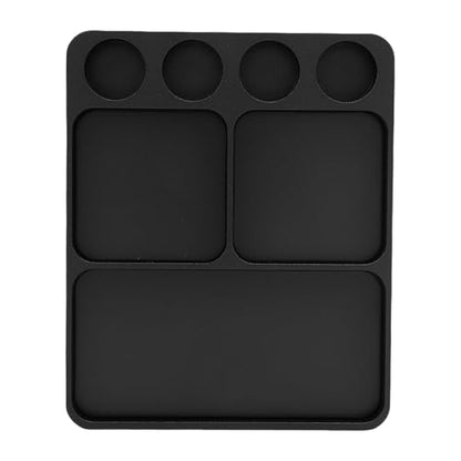 Metal RC Screw Tray, Aluminum Alloy Magnetic Screw Holder Plate for Secure Hold and Organized Parts Management in RC Model Repair, with Magnetic Pad Organizer for 1/10 Car Boat (Black)