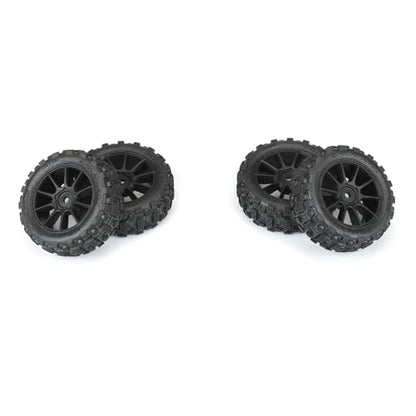 Pro-Line Racing Badlands MX 1.9" All-Terrain Buggy Tires 4 Mounted on Mach-10 Black 1.9" 12mm Hex Wheels for Typhon GROM 4x4 Front or Rear PRO1024610