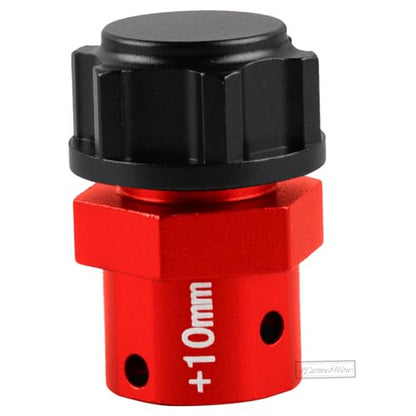 RC 10MM Extended Wheel Hub Drive w/Anti-dust Cap Nuts Upgrades Part for 1/7 BigRock Fireteam Limitless 6S,1/8 Kraton Outcast Notorious Talion 6S,Alloy Aluminium Wheel Hub,Red w/Black - color: Red&black