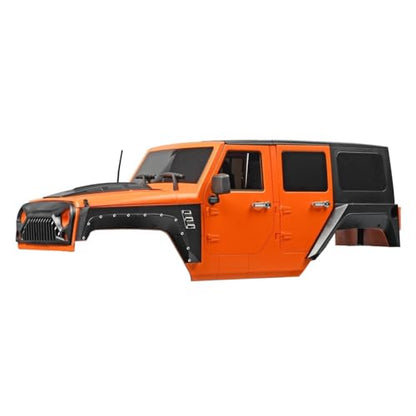 RC SCX10 Hard Shell&1/10 Jeep Wrangler Body for 1/10 SCX10i ii 90046 90047 and Other 313 Wheelbase RC Cars (Orange) - color: Orange