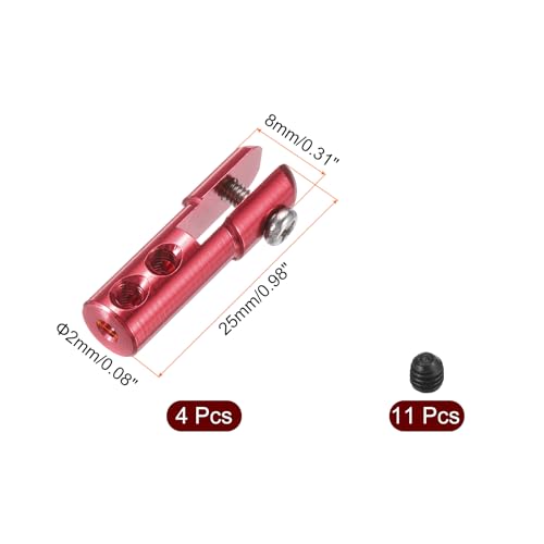 MECCANIXITY 4Pcs Metal Clevis M2 Thread Aluminum Alloy Clevis Servo Horn Tie Rod Chuck Connector with Screws for RC Airplane Car Helicopter Model Replacements,Red - color: Red