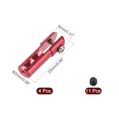 MECCANIXITY 4Pcs Metal Clevis M2 Thread Aluminum Alloy Clevis Servo Horn Tie Rod Chuck Connector with Screws for RC Airplane Car Helicopter Model Replacements,Red - color: Red