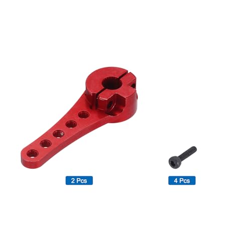 MECCANIXITY 2 Pcs Aluminum Servo Horn Long 25T Steering Arm 46mm Length Red Suitable for DIY RC Car/Boat/AirplanesBoat Model Accessories with M2.5 Screws - color: Red