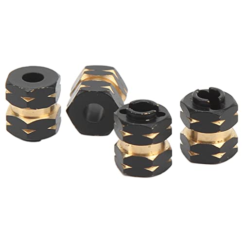 Generic 4PCS RC Hex Hub Extension Adapter Brass Wheel Hub Coupler for Axial SCX24 AXI90081 AXI00001 AXI00002 AXI00005 1/24 with Black Hard Coating