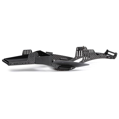 H4 1/10 Carbon LCG Chassis Kit with Injection Molded Rear Trunk Bucket, Sliders Delrin Skid Plate, Dual Servo Mount for SCX10 AR44 AR45 Capra F9 TRX4