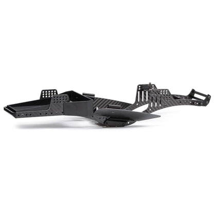 H4 1/10 Carbon LCG Chassis Kit with Injection Molded Rear Trunk Bucket, Sliders Delrin Skid Plate, Dual Servo Mount for SCX10 AR44 AR45 Capra F9 TRX4