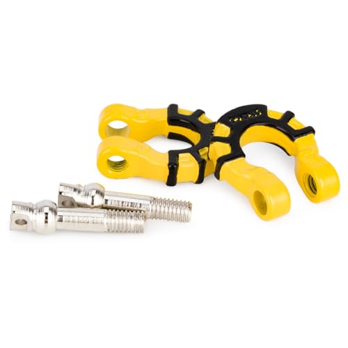 4Pcs Metal Tow Shackle Trailer Buckle for SCX10 TRX4 1/10 RC Crawler | Durable metal shackles, compatible with CC01 D90 D110 TF2. Perfect for tow hook upgrade,off-road crawler accessories.4-pack. - color: Yellow