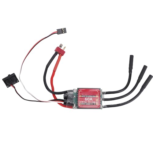 Dpofirs 60A Sensorless Brushless ESC for RC Vehicles | Unidirectional Bidirectional Speed Controller 2-3S Lipo 2A BEC Smooth Regulation Drag Brake for 2847 540 3650 Motor 1/10 Car Truck