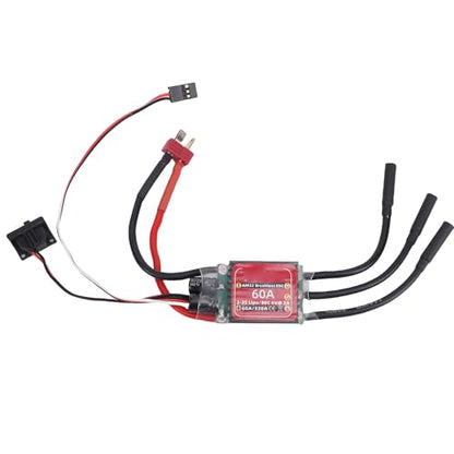 Dpofirs 60A Sensorless Brushless ESC for RC Vehicles | Unidirectional Bidirectional Speed Controller 2-3S Lipo 2A BEC Smooth Regulation Drag Brake for 2847 540 3650 Motor 1/10 Car Truck