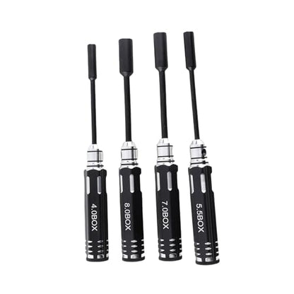 JTLB 4pcs Hex Socket Nut Driver Set Hex Wrench Set Key 4.0MM 5.5MM 7.0MM 8. with Aluminum Alloy Handle for RC Cars Model Airplanes