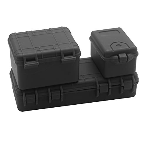 ShareGoo RC Car Simulation Luggage Case Decoration Safety Equipment Cases Storage Compatible with Traxxas TRX-4 Axial Crawler SCX10 90046 CC01 D90 RedCat HSP 90046 1/10 Rock Crawler Car Truck (Black) - color: Black