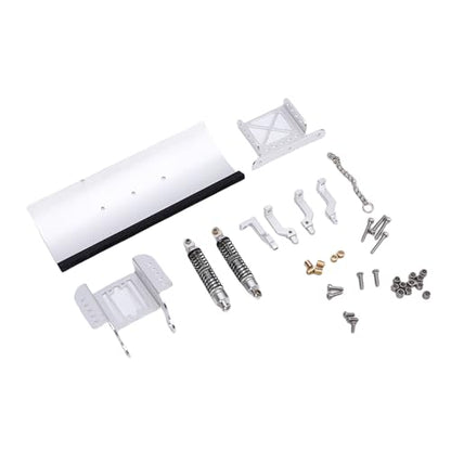 1/18 RC Metal Snow Plow, Snow Plow Replacement for RC Crawler Car Shovel Alloy Shock Absorption Sweeping Tool for Cars (Silver) - color: Silver