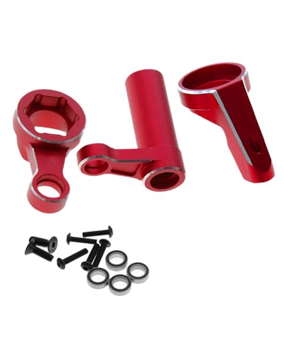 RC Servo Saver Steering Upgrades Parts for 1/8 Sledge 4WD, Servo Saver Servo Horn Steering Hops up Set for Aluminum Sledge 4WD Monster Truck #95076-4,Replace #9545,Red - color: Red