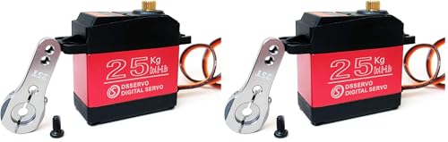 25kg RC Digital Servo Large Torque High Speed Full Metal Gear Waterproof 180 Degree Control Angle (Pack of 2) - size: 180 Degrees (Pack of 2)