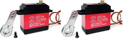 25kg RC Digital Servo Large Torque High Speed Full Metal Gear Waterproof 180 Degree Control Angle (Pack of 2) - size: 180 Degrees (Pack of 2)