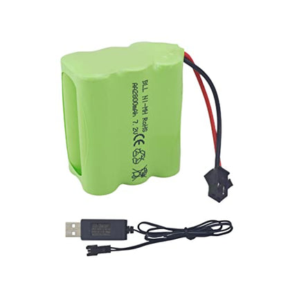 sea jump AA 7.2V 2800mah RC Battery Pack with SM-2P Plug and USB Charging Cable Suitable for Toy Tank Engineering, Flat Semi-Trailer Trucks, Remote Control Cars, Ni-MH High Capacity Batteries
