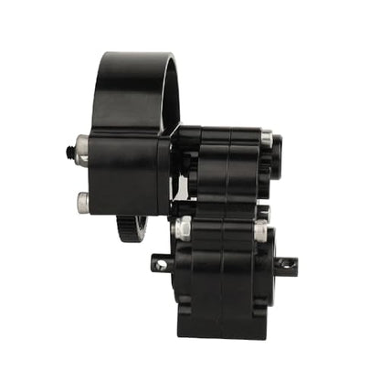 Full Metal Transmission Assembled Gearbox with Steel Gear Set Compatible with Axial SCX10 I II 1/10 RC Crawler Upgrade Parts,Half Open Shell - color: Black