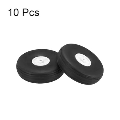 MECCANIXITY 10Pcs RC Airplane Wheels 2.8" OD Aircraft PU Rubber Tire Tail Airplanes Wheel Replacement for DIY Model Plane Helicopter Car - size: 2.8" OD