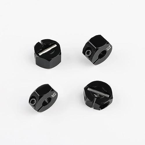 5mm & 7mm Thickness Aluminum 12mm Hex Wheel Hub Adapters with Screws Pins for 1/10 RC Cars Buggy Truck Crawler HSP Traxxas Redcat Arrma Tamiya etc, Black