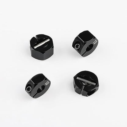 5mm & 7mm Thickness Aluminum 12mm Hex Wheel Hub Adapters with Screws Pins for 1/10 RC Cars Buggy Truck Crawler HSP Traxxas Redcat Arrma Tamiya etc, Black