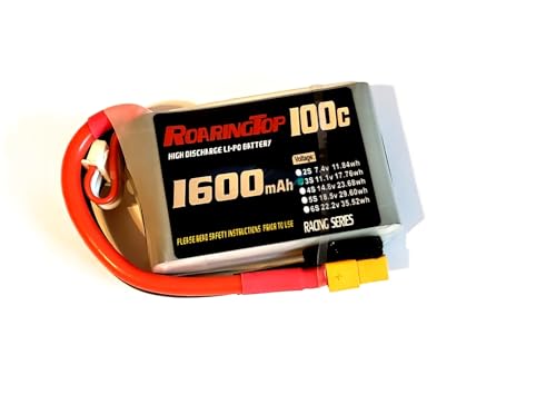 RoaringTop LiPo Battery Pack 100C 1600mAh 3S 11.1V with XT60 Plug for RC Car Boat Truck Heli Airplane