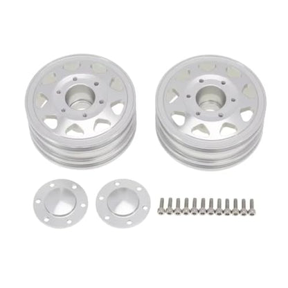 RC Replacement Parts for Tamiya 1/14 6PCS Wheel Tire Complete Set Metal Front and Rear Hub RC Trailer Tractor Truck Car Upgrade Parts